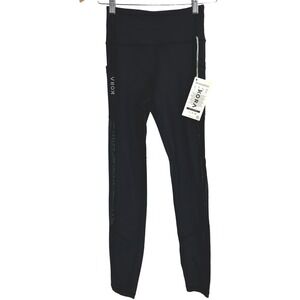 KORA Black Athletic Leggings Mesh Panel Pockets High Waist Womens S NWT